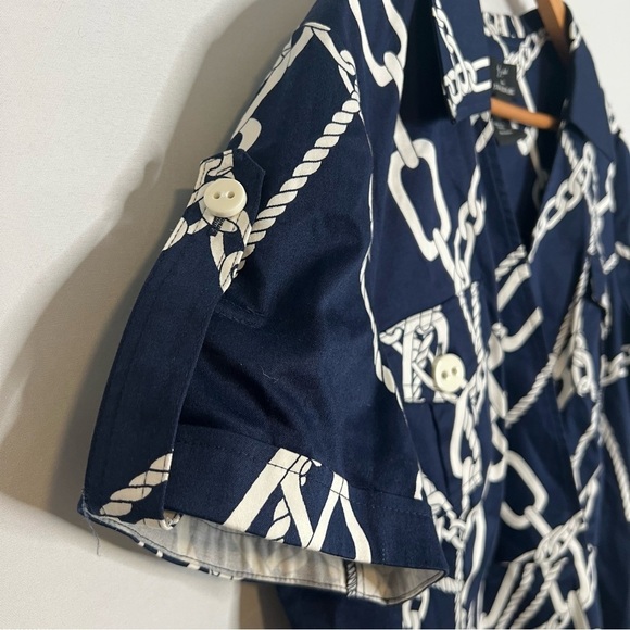 Lennie for Nina Leonard Cotton-Blend Chain-Print Nautical Dress. Size 16. - Picture 8 of 16